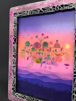 Tableau monde imaginaire volant